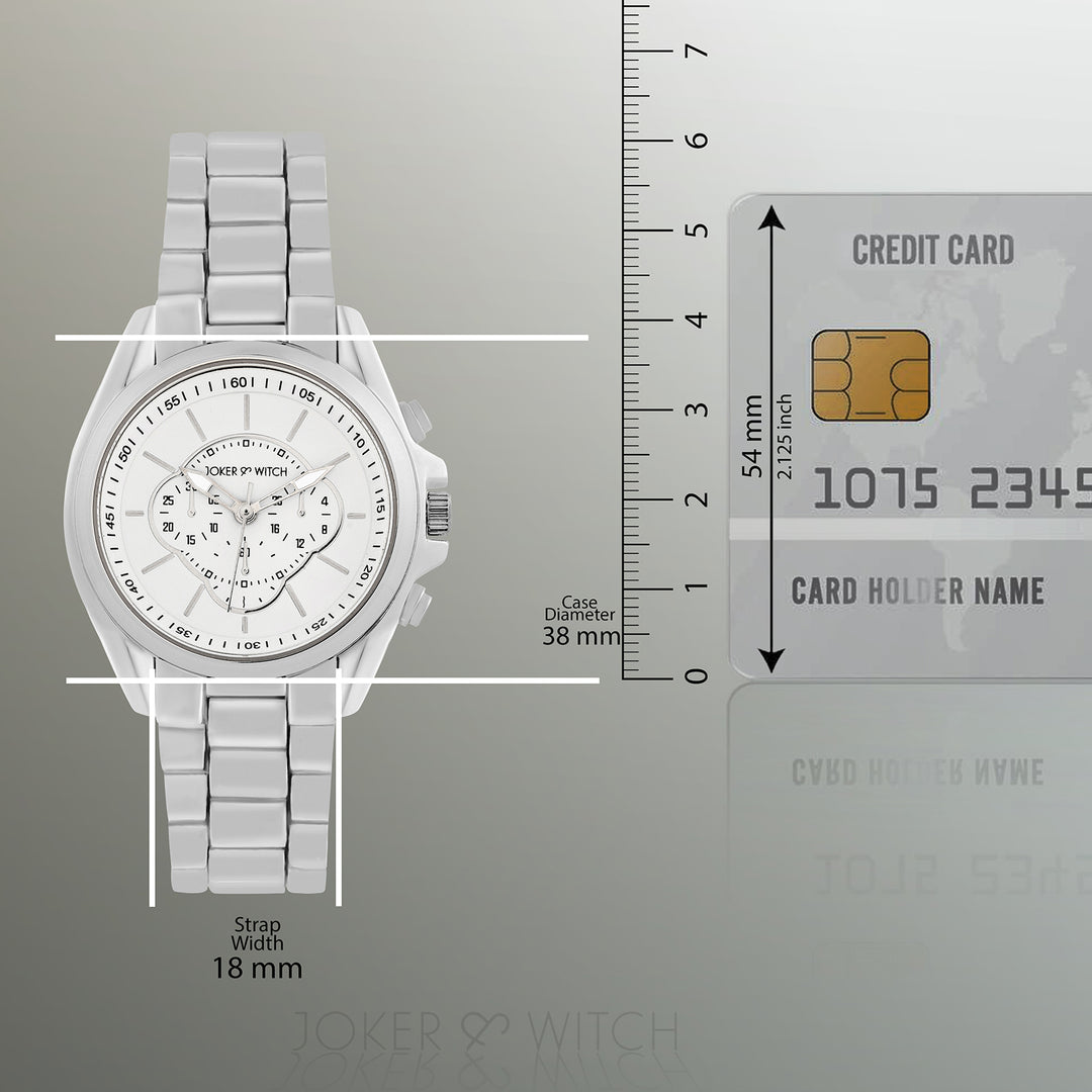 Stellar White Large Dial Silver Linked Chain Strap Women's Watch