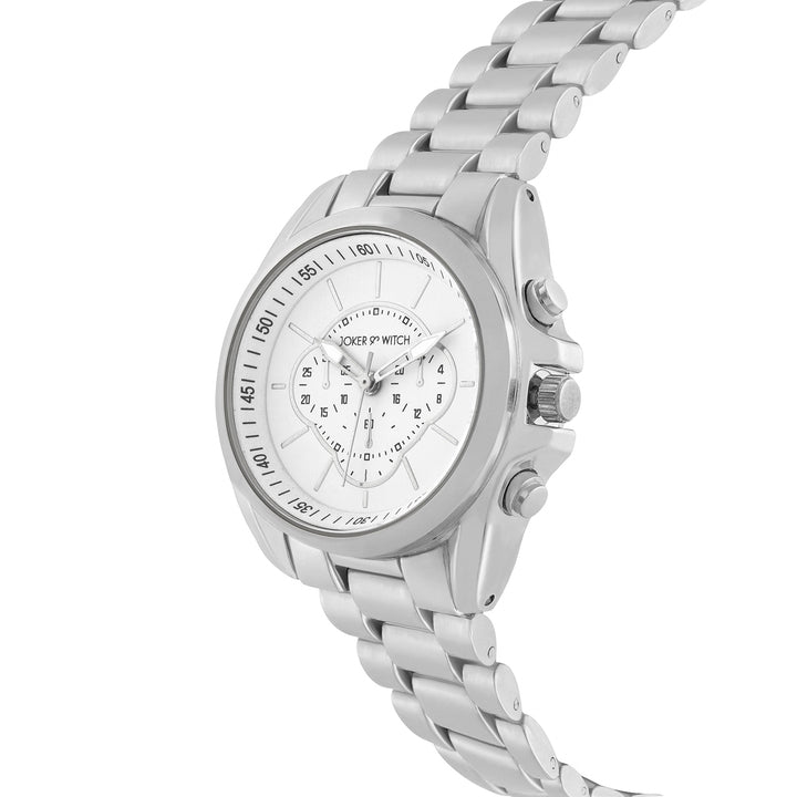 Stellar White Large Dial Silver Linked Chain Strap Women's Watch