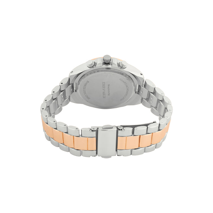 Stellar Silver Large Dial Dual Tone Linked Chain Strap Women's Watch