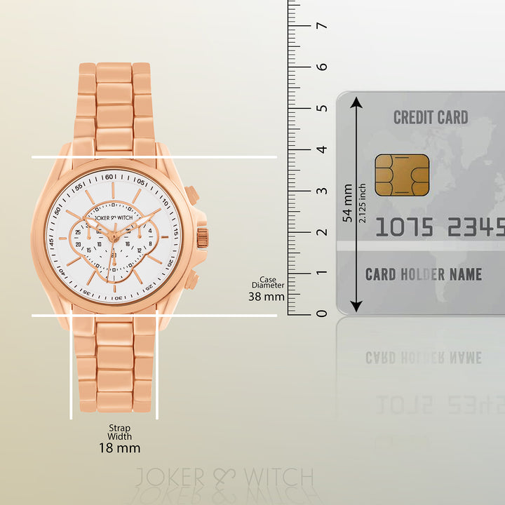 Stellar White Large Dial Rose Gold Linked Chain Strap Women's Watch