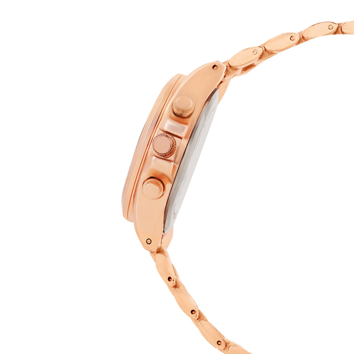 Stellar White Large Dial Rose Gold Linked Chain Strap Women's Watch