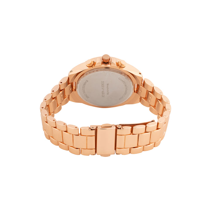 Stellar White Large Dial Rose Gold Linked Chain Strap Women's Watch