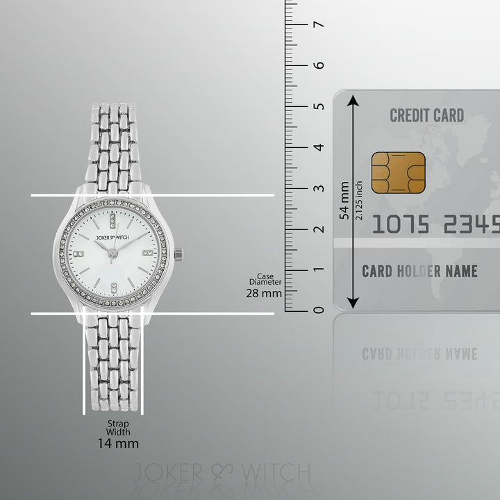 Crystal White Small Dial Silver Linked Chain Strap Women's Watch