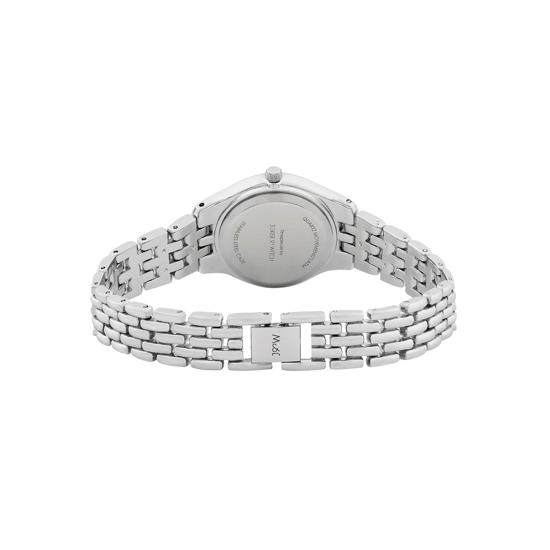 Crystal White Small Dial Silver Linked Chain Strap Women's Watch