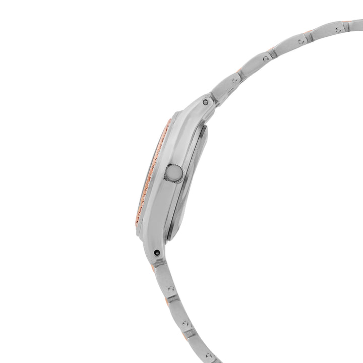 Crystal Black Small Dial Dual Tone Linked Chain Strap Women's Watch