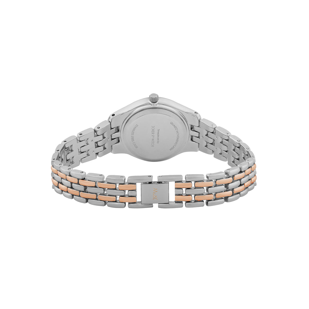 Crystal Black Small Dial Dual Tone Linked Chain Strap Women's Watch