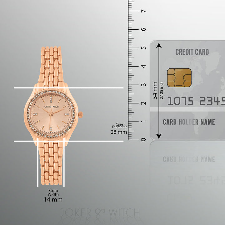 Crystal Rose Gold Small Dial Linked Chain Strap Women's Watch