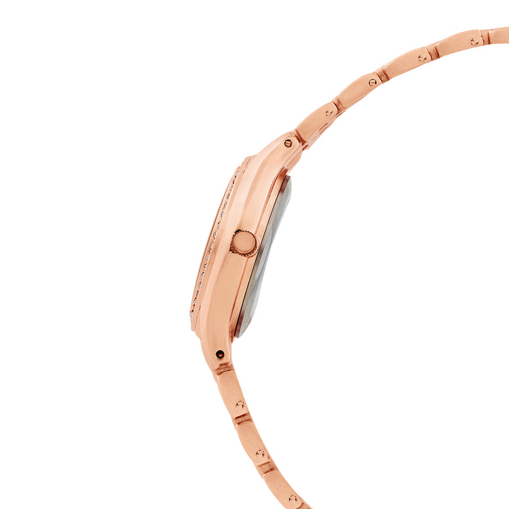 Crystal White Small Dial Rose Gold Linked Chain Strap Women's Watch