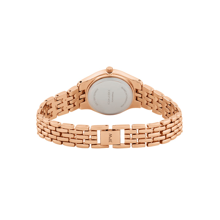 Crystal White Small Dial Rose Gold Linked Chain Strap Women's Watch