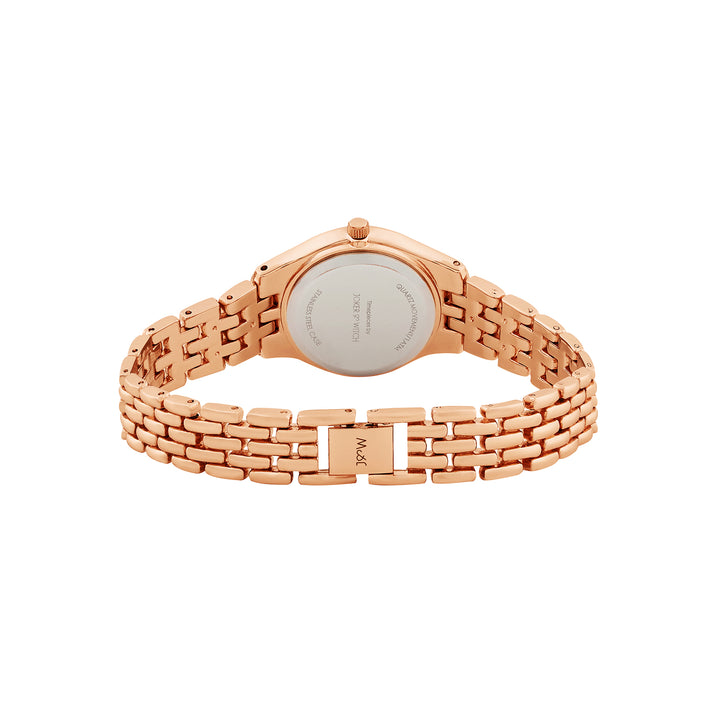 Crystal Black Small Dial Rose Gold Linked Chain Strap Women's Watch