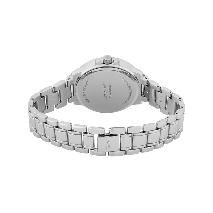Radiant Halo White Medium Rhinestone Dial Silver Linked Chain Strap Women's Watch