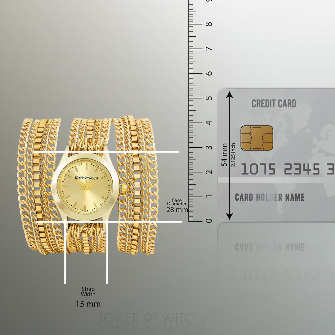 Party Gold Small Dial Chain Wrap Around Strap Women's Watch