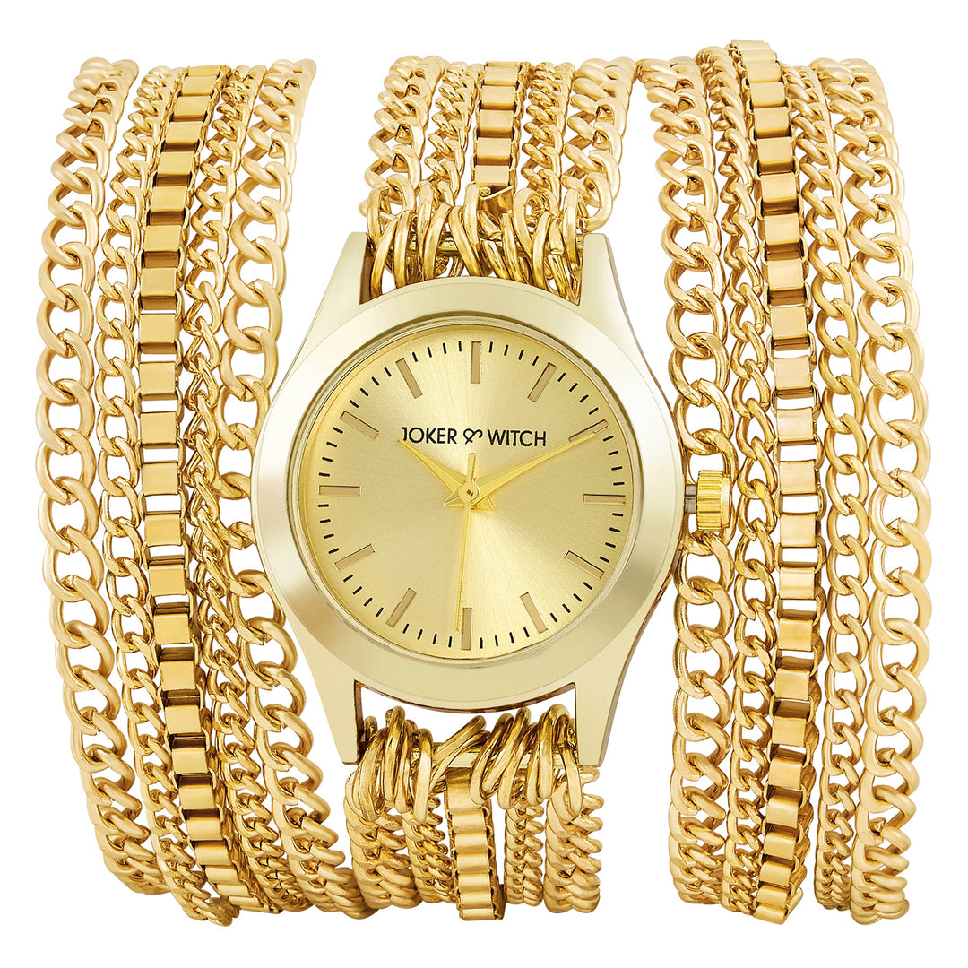 Party Gold Small Dial Chain Wrap Around Strap Women's Watch