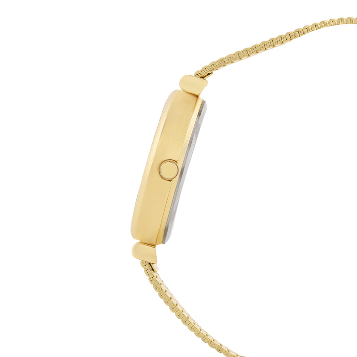 Demi White Medium Dial Gold Mesh Strap Women's Watch