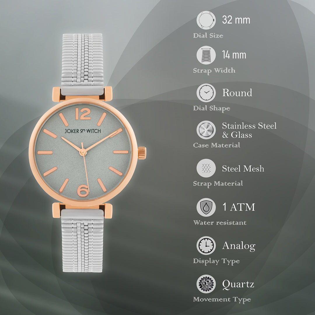 Demi Grey Medium Dial Silver Mesh Strap Women's Watch