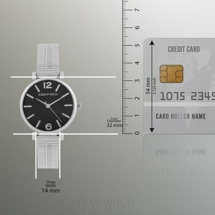 Demi Black Medium Dial Silver Mesh Strap Women's Watch