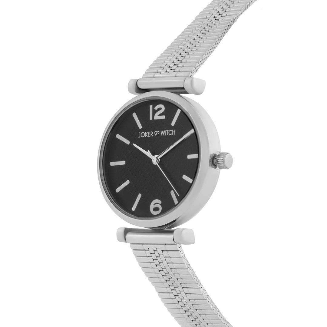 Demi Black Medium Dial Silver Mesh Strap Women's Watch