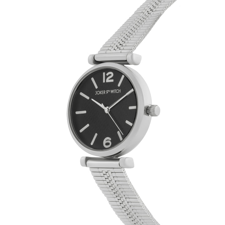 Demi Black Medium Dial Silver Mesh Strap Women's Watch