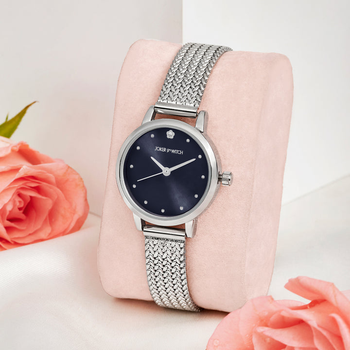 Zenith Blue Grey Small Dial Silver Mesh Strap Women's Watch