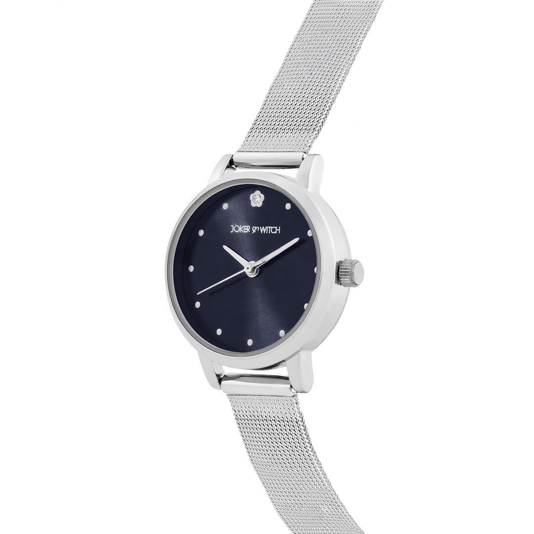 Zenith Blue Grey Small Dial Silver Mesh Strap Women's Watch