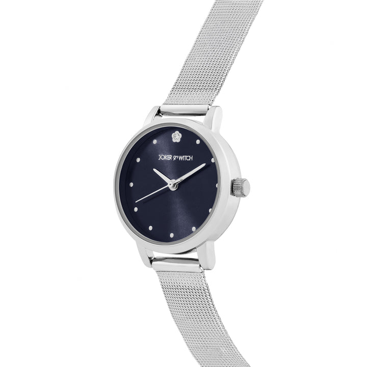 Zenith Blue Grey Small Dial Silver Mesh Strap Women's Watch