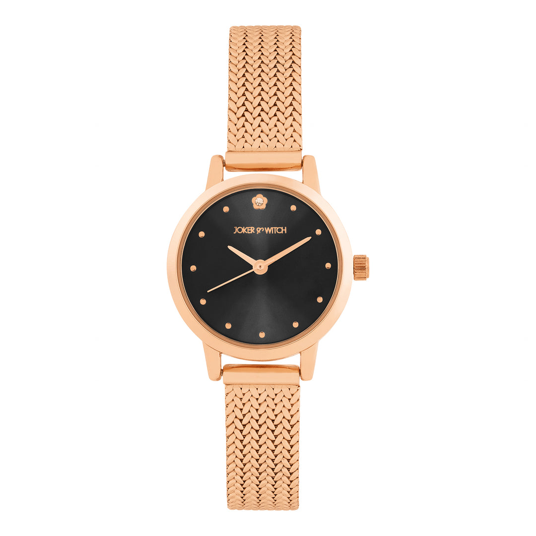 Zenith Black Small Dial Rose Gold Mesh Strap Women's Watch
