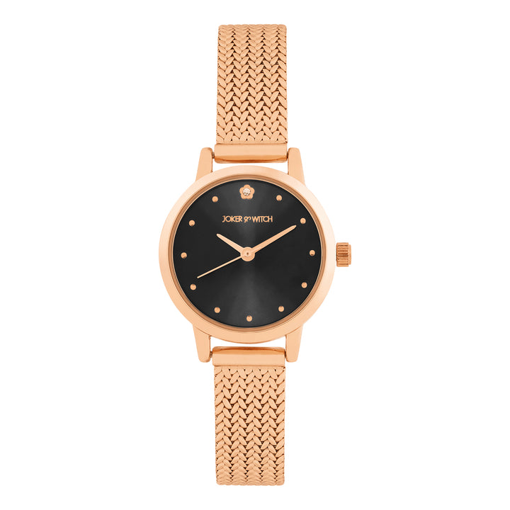 Zenith Black Small Dial Rose Gold Mesh Strap Women's Watch
