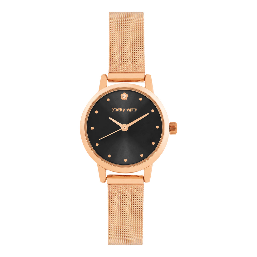 Zenith Black Small Dial Rose Gold Mesh Strap Women's Watch
