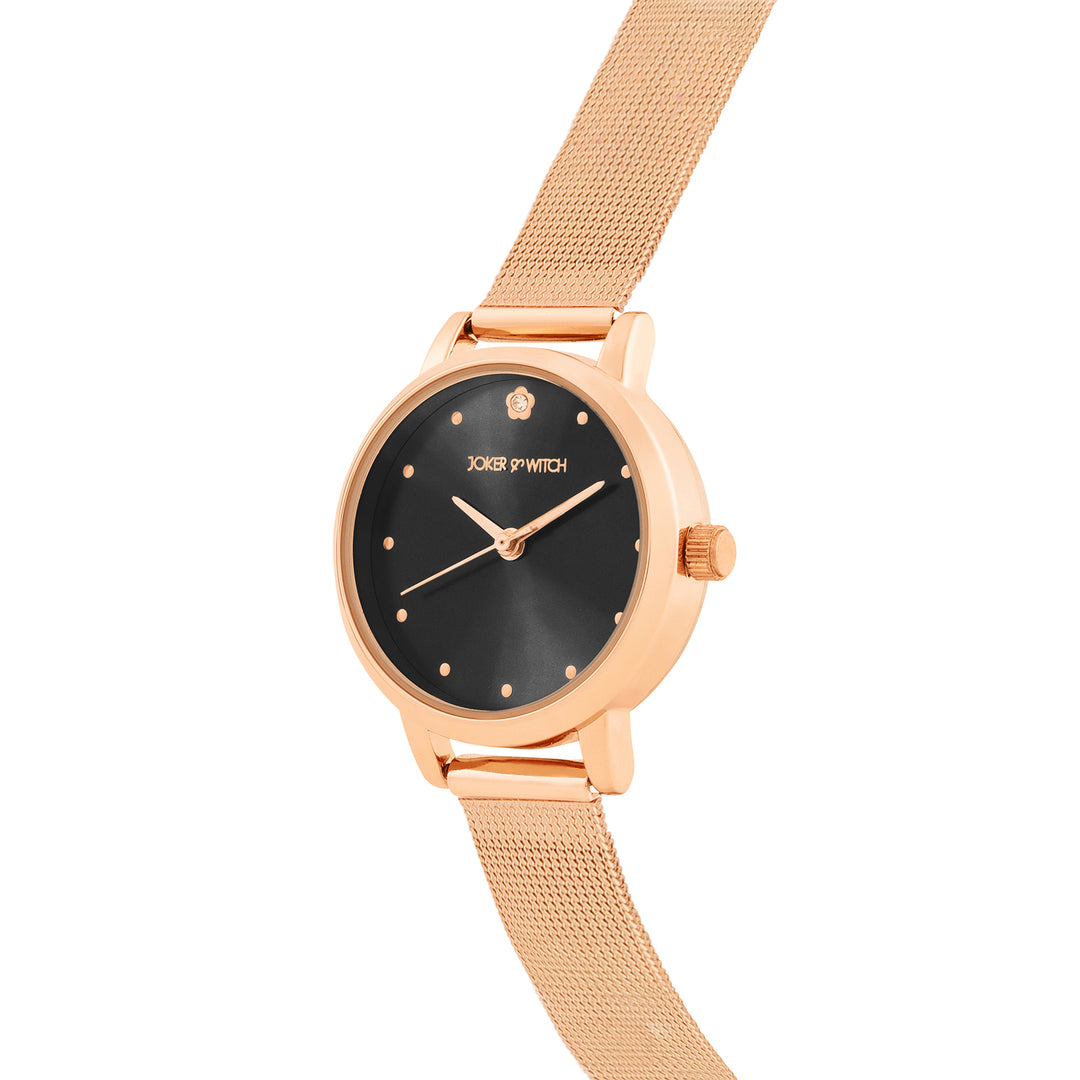 Zenith Black Small Dial Rose Gold Mesh Strap Women's Watch