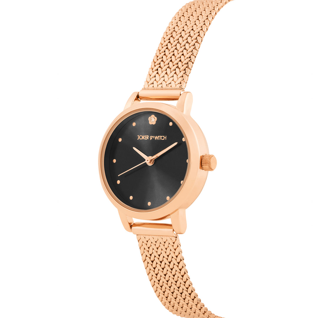 Zenith Black Small Dial Rose Gold Mesh Strap Women's Watch
