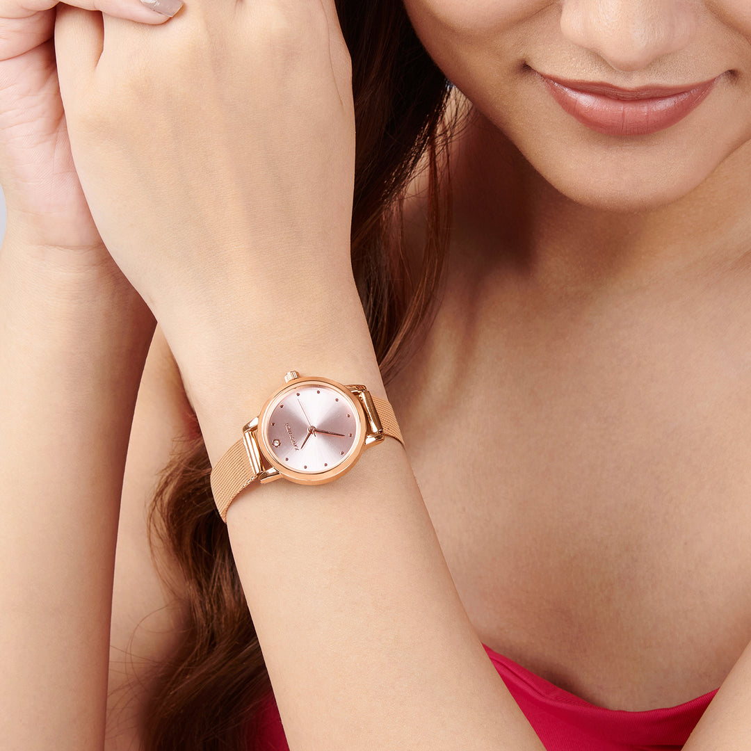 Zenith Pink Small Dial Rose Gold Mesh Strap Women's Watch