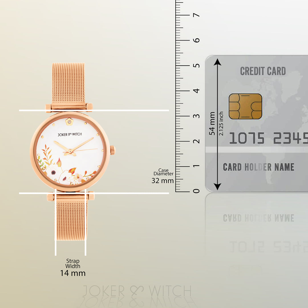 Rosebud Serenity White Medium Dial Rose Gold Mesh Strap Women's Watch