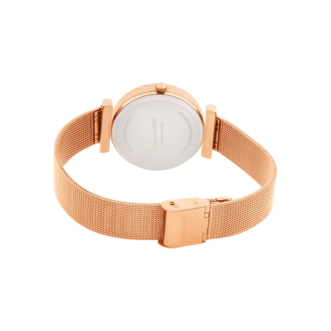 Rosebud Serenity White Medium Dial Rose Gold Mesh Strap Women's Watch