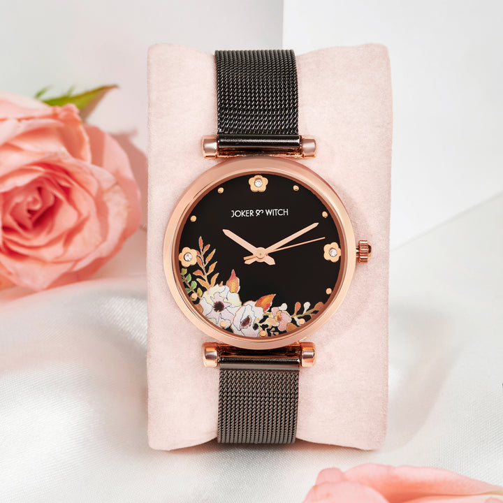 Rosebud Black Medium Dial Mesh Strap Women's Watch