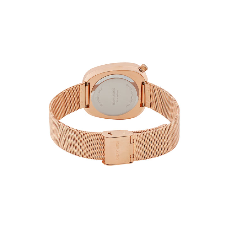 Nocturne White Small Square Dial Rose Gold Mesh Strap Women's Watch