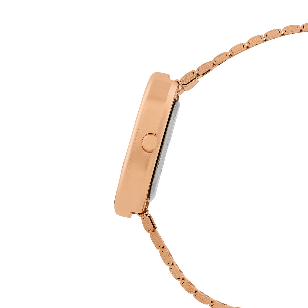 Eterna Black Small Oval Dial Rose Gold Linked Chain Strap Women's Watch