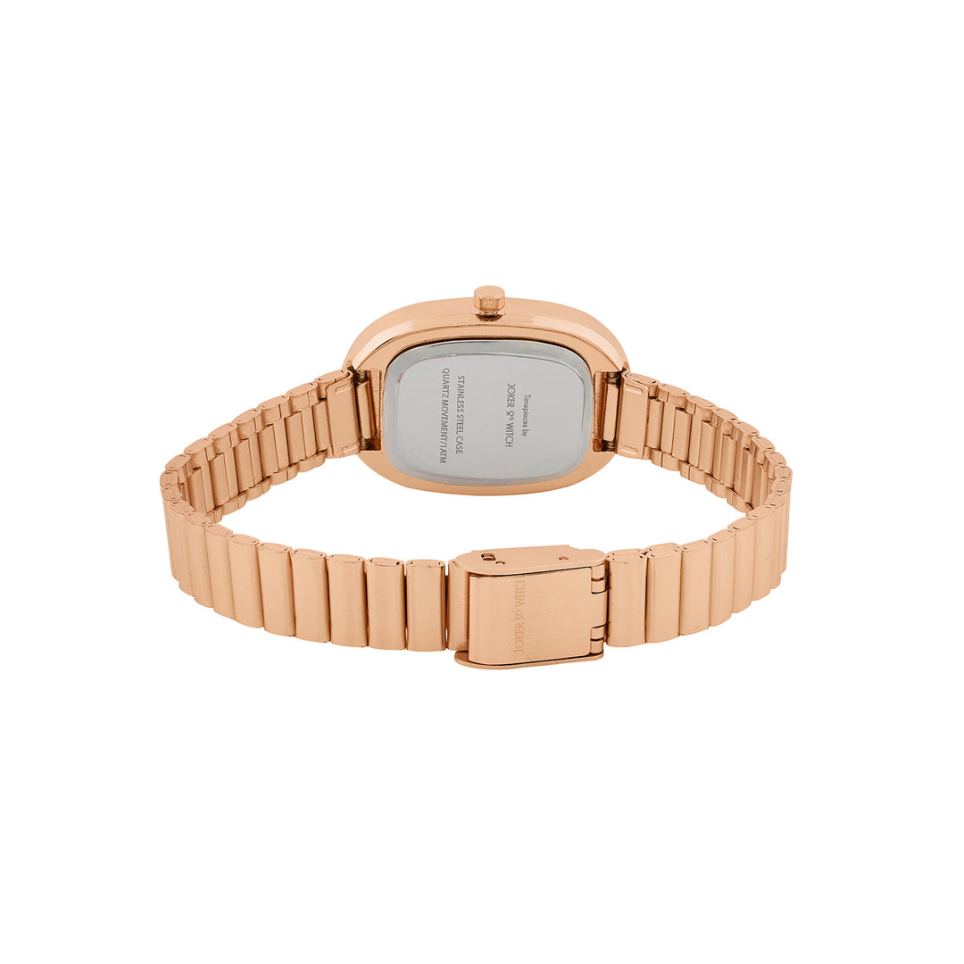 Eterna Black Small Oval Dial Rose Gold Linked Chain Strap Women's Watch