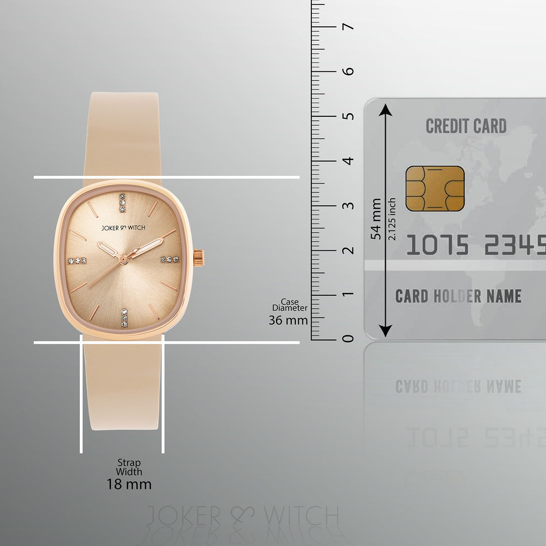 Verona Beige Medium Rectangle Dial PU Strap Women's Watch