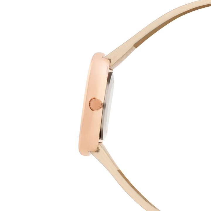 Verona Beige Medium Rectangle Dial PU Strap Women's Watch