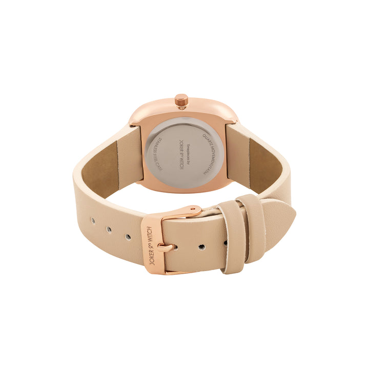Verona Beige Medium Rectangle Dial PU Strap Women's Watch