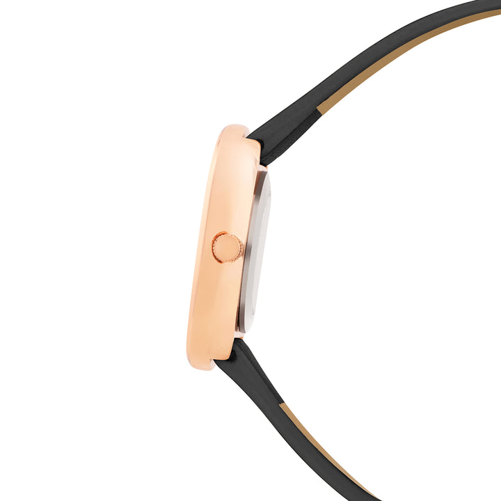 Verona Black Medium Rectangle Dial PU Strap Women's Watch