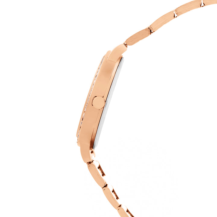Jia White Large Dial Rose Gold Linked Chain Strap Women's Watch