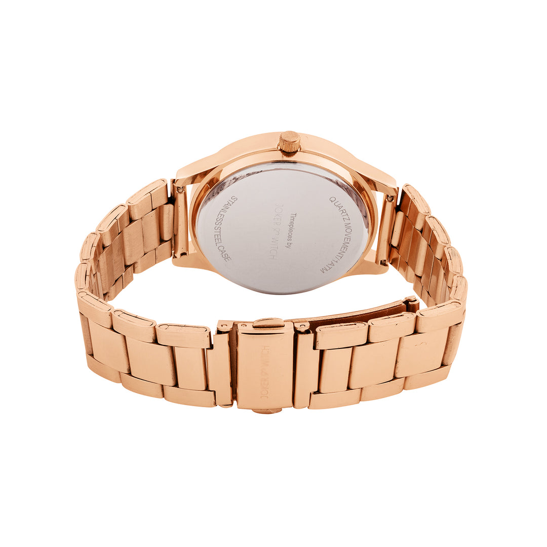Jia White Large Dial Rose Gold Linked Chain Strap Women's Watch