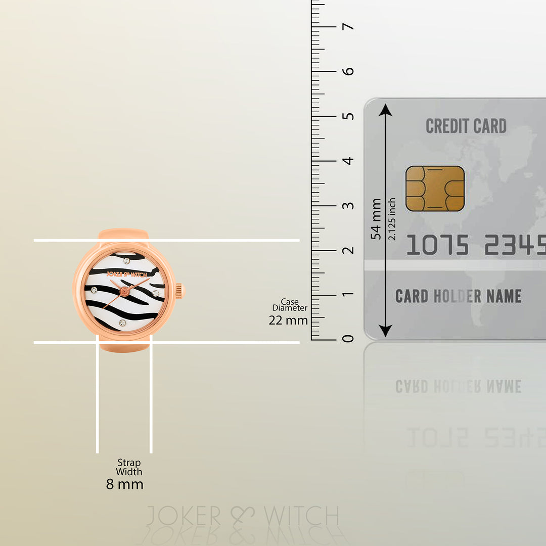 Savanna Zebra Mini Studded Dial Rose Gold Women's Ring Watch