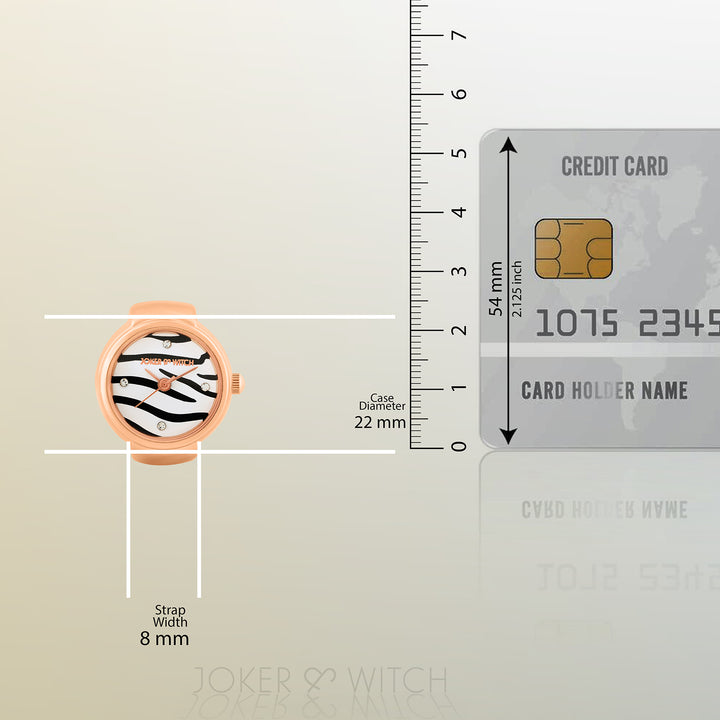 Savanna Zebra Mini Studded Dial Rose Gold Women's Ring Watch