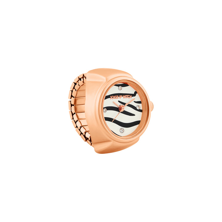 Savanna Zebra Mini Studded Dial Rose Gold Women's Ring Watch