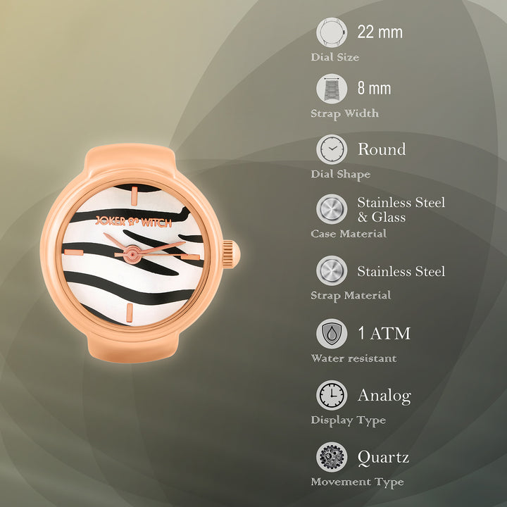 Savanna Zebra Mini Dial Rose Gold Women's Ring Watch