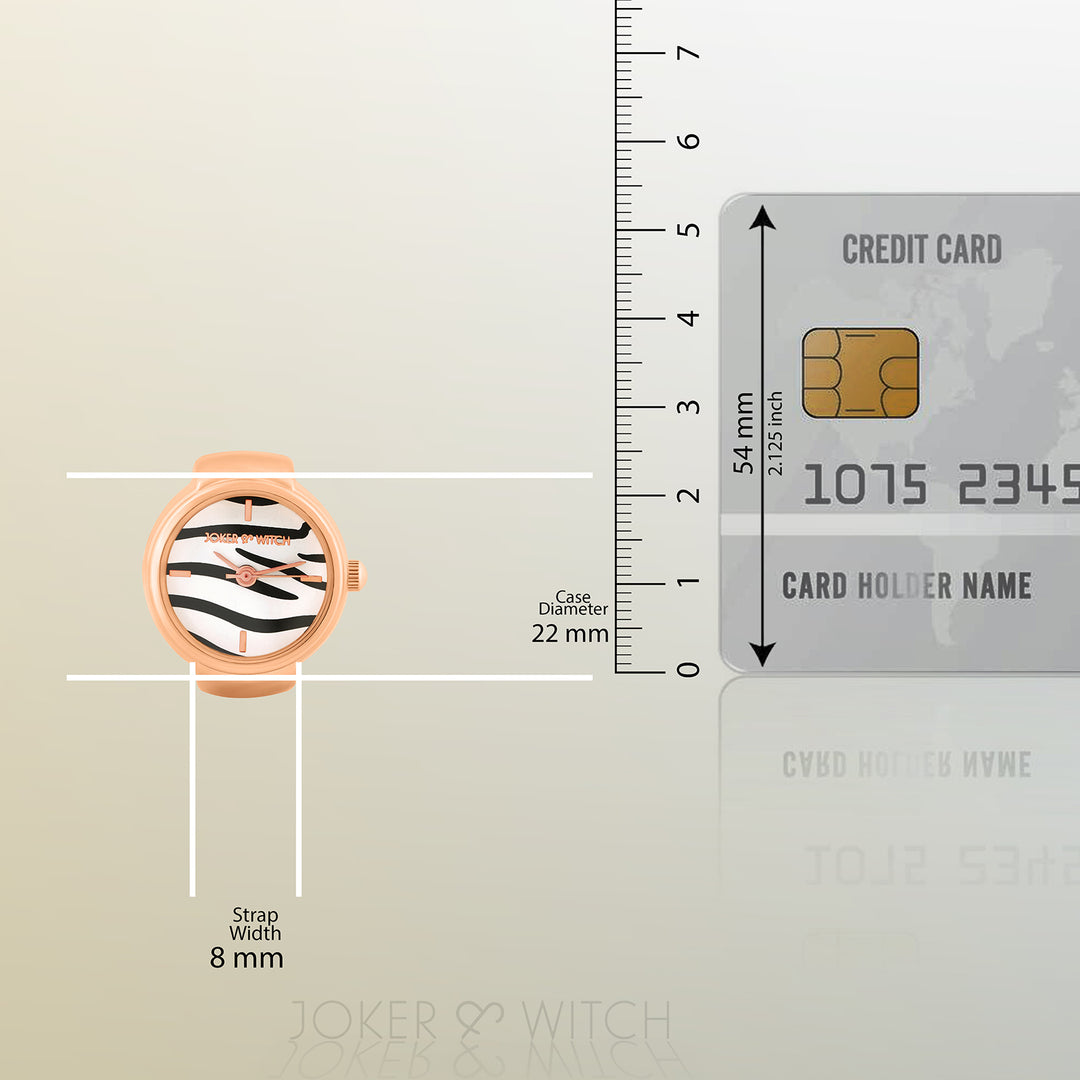 Savanna Zebra Mini Dial Rose Gold Women's Ring Watch