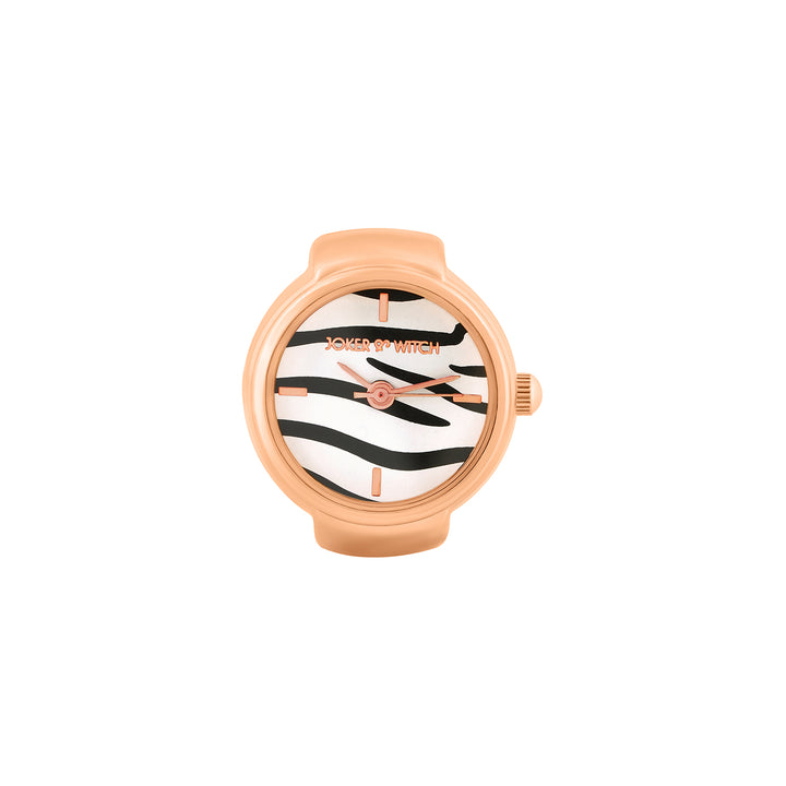 Savanna Zebra Mini Dial Rose Gold Women's Ring Watch