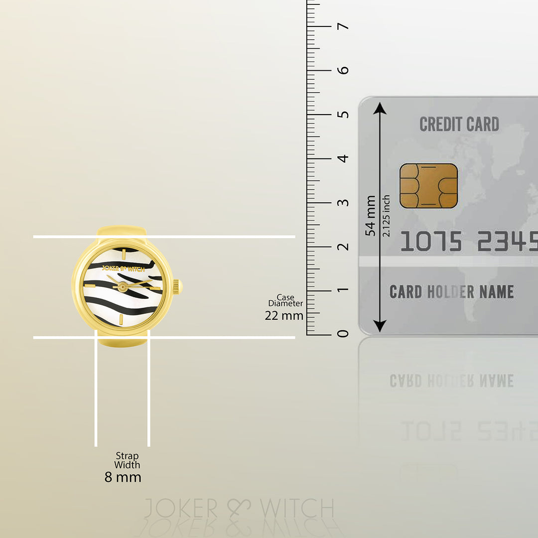 Savanna Zebra Mini Dial Gold Women's Ring Watch